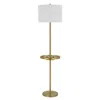Homezia 62" Brass Tray Table Floor Lamp With White Square Shade