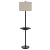 Homezia 62" Bronze Tray Table Floor Lamp With Beige Drum Shade