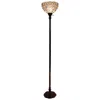 Homezia 62" Brown Traditional Shaped Floor Lamp With White Peacock Feather Stained Glass Dome Shade