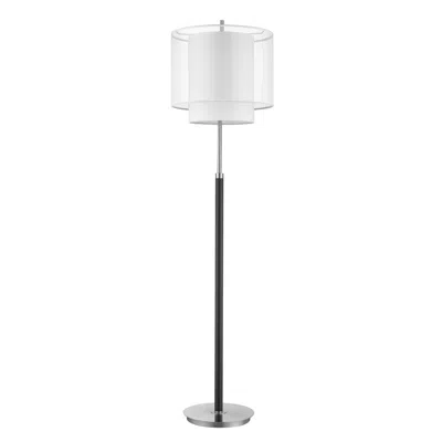 Homezia 62" Chrome Traditional Shaped Floor Lamp With White Drum Shade In Black
