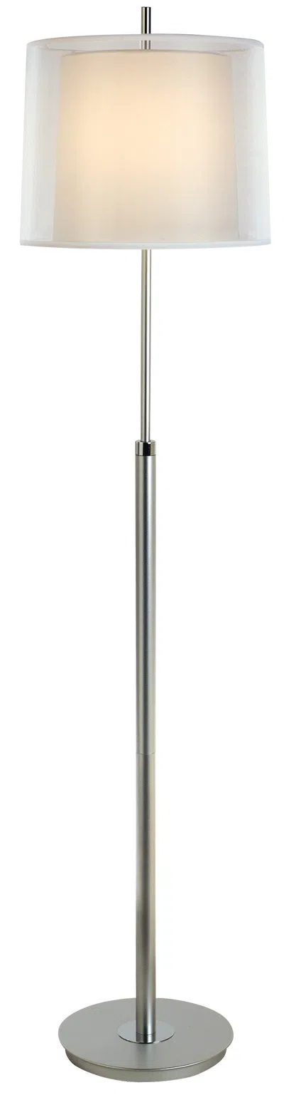 Homezia 62" Chrome Traditional Shaped Floor Lamp With White Empire Shade In Metallic