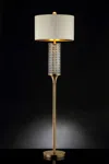 Homezia 62" Gold Column Floor Lamp With Off-white Drum Shade