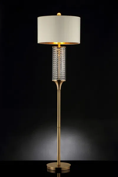 Homezia 62" Gold Column Floor Lamp With Off-white Drum Shade In Burgundy