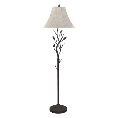 Homezia 62" Grey Traditional Shaped Floor Lamp With Brown Bell Shade In Black