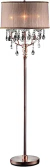Homezia 62" Steel Three Light Candelabra Floor Lamp With Silvery Pink Drum Shade