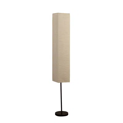 Homezia 63" Black Column Floor Lamp With Off White Rectangular Paper Shade