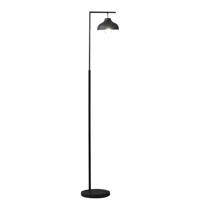 Homezia 63" Black Modern Farmhouse Floor Lamp With Black Shade