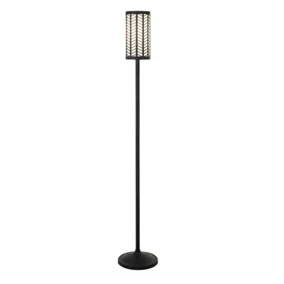 Homezia 63" Black Torchiere Floor Lamp With Black Drum Shade