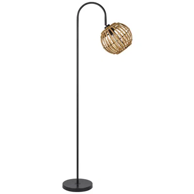Homezia 63" Black Traditional Shaped Floor Lamp With Brown Globe Shade