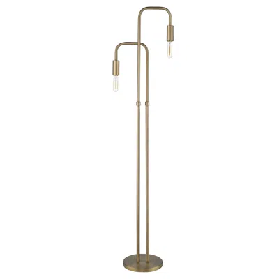 Homezia 63" Brass Two Light Torchiere Floor Lamp In Black