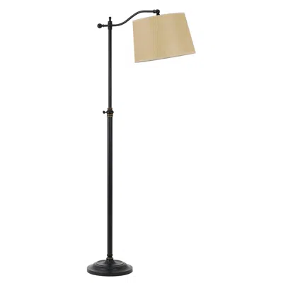Homezia 63" Bronze Adjustable Traditional Shaped Floor Lamp With Tan Square Shade In Animal Print