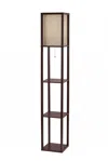 Homezia 63" Brown Column Floor Lamp With Beige Square Shade