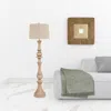 Homezia 63" Distressed Brown Polyresin Curvy Body Floor Lamp With Beige Shade