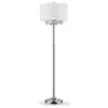 Homezia 63" Steel Three Light Candelabra Floor Lamp With White Drum Shade