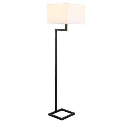 Homezia 64" Black Floor Lamp With White Frosted Glass Rectangular Shade In Pink