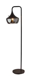 Homezia 64" Black Task Floor Lamp With Black Bowl Shade