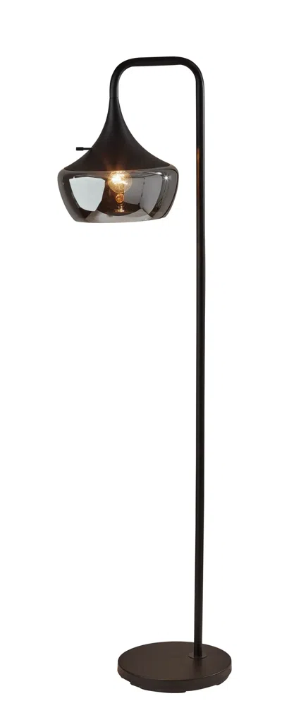 Homezia 64" Black Task Floor Lamp With Black Bowl Shade