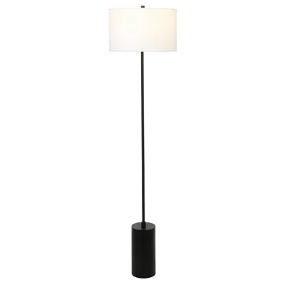Homezia 64" Black Traditional Shaped Floor Lamp With White Frosted Glass Empire Shade In Blue