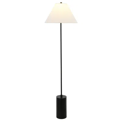 Homezia 64" Black Traditional Shaped Floor Lamp With White Frosted Glass Empire Shade