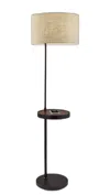 Homezia 64" Black Tray Table Floor Lamp With Beige Drum Shade