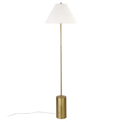 Homezia 64" Brass Traditional Shaped Floor Lamp With White Frosted Glass Empire Shade In Blue