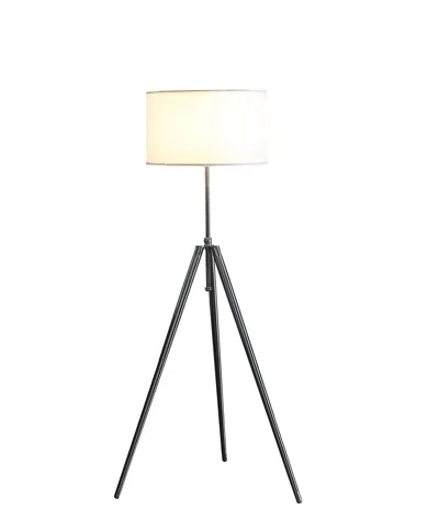 Homezia 64" Chrome Adjustable Tripod Floor Lamp With White Shade In Brown
