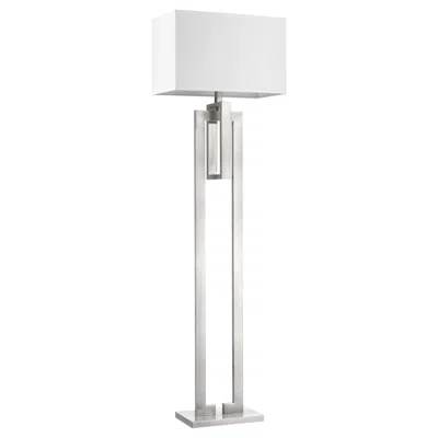 Homezia 64" Nickel Traditional Shaped Floor Lamp With White Rectangular Shade In Blue