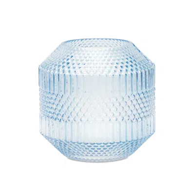 Homezia 6.5" Crystal Glass Blue Round Table Vase