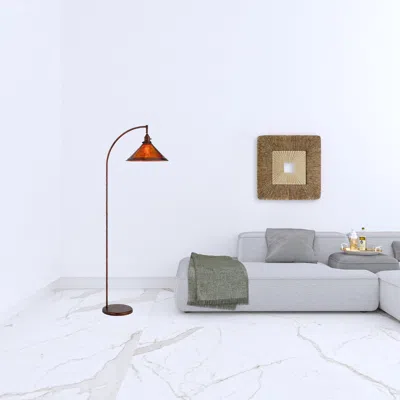 Homezia 65" Rusted Traditional Shaped Floor Lamp With Rust Empire Shade In Burgundy