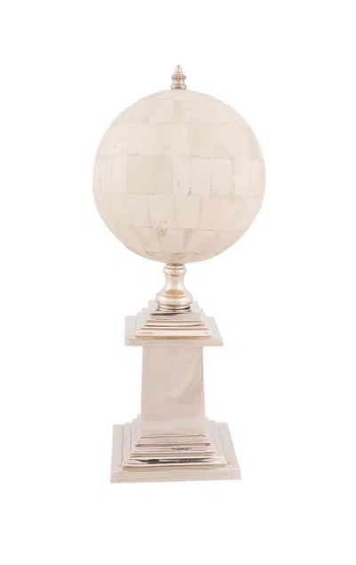 Homezia 6.5" X 6.5" X 14.5" Bone Globe With Alluminum Base In Brown
