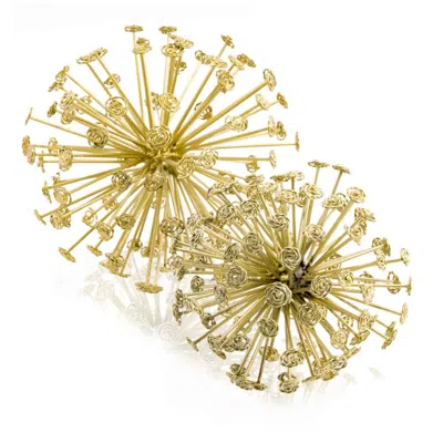 Homezia 6.5" X 6.5" X 6.5" Gold Starburst Spheres Set Of 2