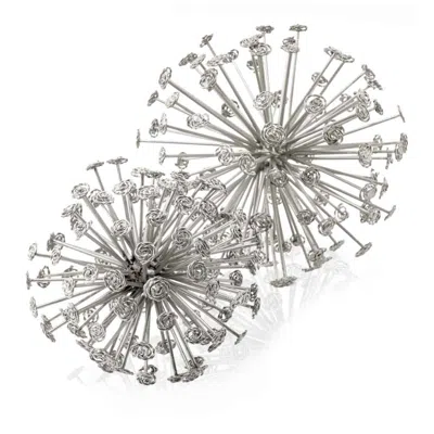 Homezia 6.5" X 6.5" X 6.5" Silver Starburst Spheres Set Of 2 In Blue