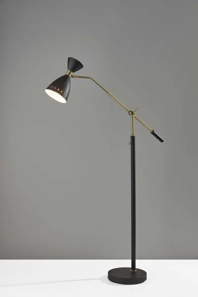 Homezia 66" Black Task Floor Lamp With Black Cone Shade