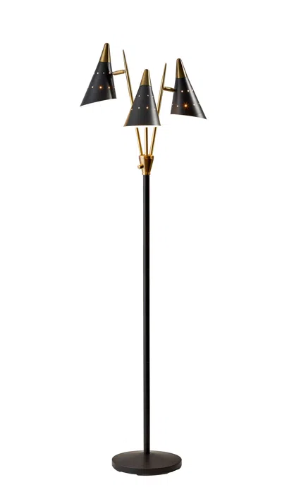 Homezia 66" Black Three Light Novelty Floor Lamp With Black Cone Shade