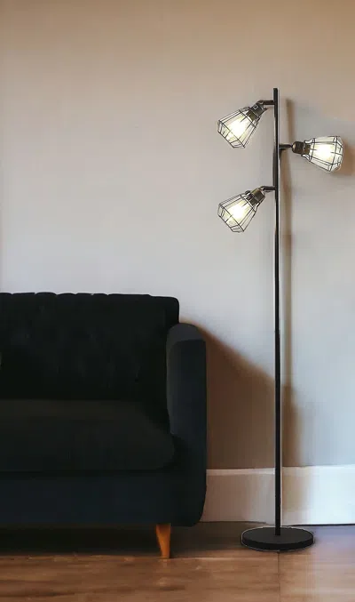 Homezia 66" Black Three Light Tree Floor Lamp Set