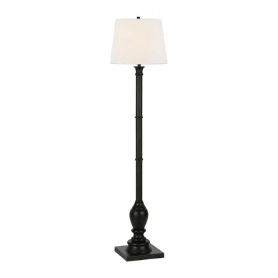 Homezia 66" Black Traditional Shaped Floor Lamp With White Frosted Glass Empire Shade