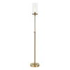 Homezia 66" Brass Torchiere Floor Lamp With Clear Transparent Glass Drum Shade