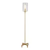 Homezia 66" Brass Torchiere Floor Lamp With Clear Transparent Glass Drum Shade