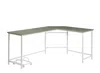 Homezia 66" Gray And White L Shape Computer Desk