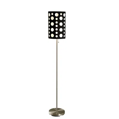 Homezia 66" Steel Novelty Floor Lamp With Black And White Drum Shade In Brown