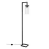 Homezia 67" Black Reading Floor Lamp With Clear Transparent Glass Drum Shade