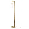 Homezia 67" Brass Reading Floor Lamp With Clear Seeded Glass Drum Shade