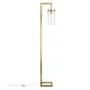 Homezia 67" Brass Reading Floor Lamp With Clear Transparent Glass Drum Shade