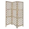 Homezia 67" Brown Solid Woodfolding Three Panel Screen Room Divider