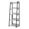 Homezia 67" Natural And Black Metal Five Tier Ladder Bookcase