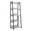 Homezia 67" Natural And Black Metal Five Tier Ladder Bookcase