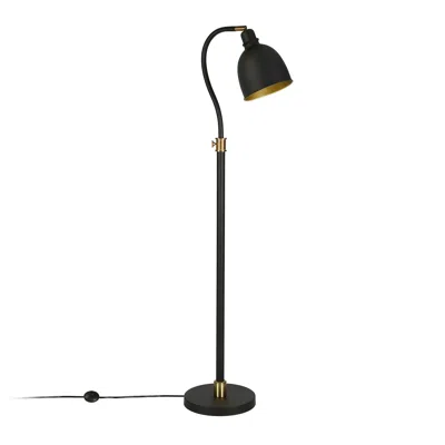 Homezia 68" Black Adjustable Reading Floor Lamp With Black Dome Shade