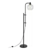 Homezia 68" Black Adjustable Reading Floor Lamp With Clear Seeded Glass Globe Shade