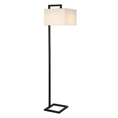 Homezia 68" Black Floor Lamp With White Frosted Glass Rectangular Shade