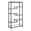 Homezia 68" Black Metal And Glass Seven Tier Etagere Bookcase